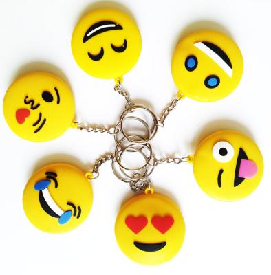 China Bag 3D Logo Wholesale Cartoon Face Key Ring PVC Smiling Keychains for sale