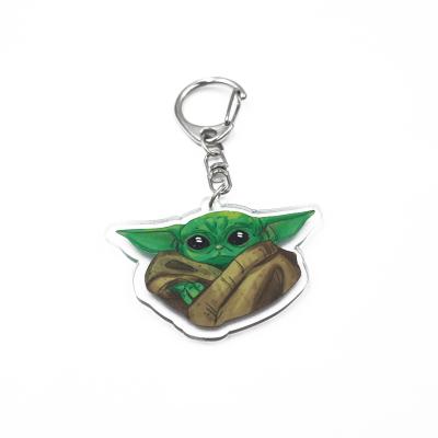 China Bulk Plastic Christmas Gifts Clear Acrylic Security Keychains With Yoda Epoxy Custom Charm Key Chain for sale