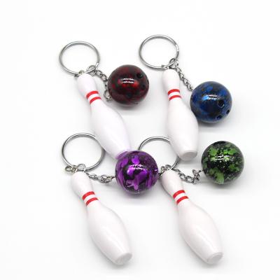 China Plastic Key Chain Pendant Simulation Ball Bowling Key Chain Color Rolling Key Chain for sale