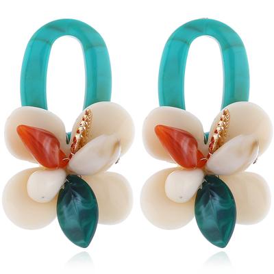 China ALLOY Fashion Retro Boho Shell Flower Pendant Coral Multilayer Earrings Vintage Ear Stud for sale