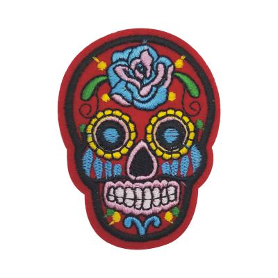 China 3D Mexican Sugar Skull Awesome Cool Embroidered Iron On Patches for sale