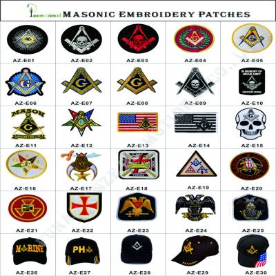 China Wholesale Custom Viable Custom Half Full Embroidered Logo Apparel Patches For Masonic Gifts for sale