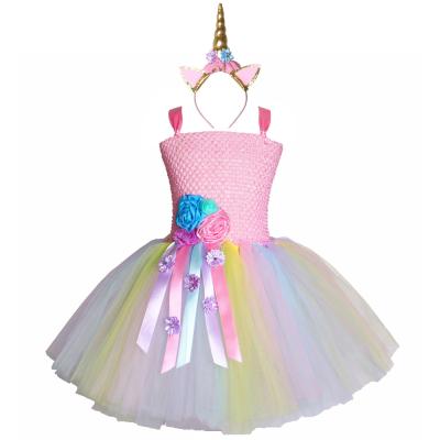 China Polyester+nylon Children's Flower Unicorn Tutu Cartoon Toddler Girls Birthday Party Halloween costume dresses up for sale