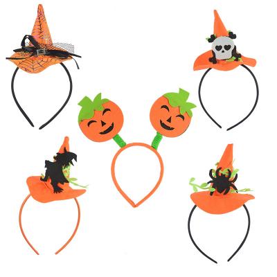 China Cloth Women Girls Pumpkin Headband Ornaments Witch Hat Hair Hoop For Party Halloween Costume Cosplay for sale