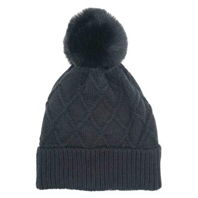 China 2023 COMMONS Pom Pom Knitted Autumn And Winter wholesale handmade acrylic thickened knitted skullcap for sale