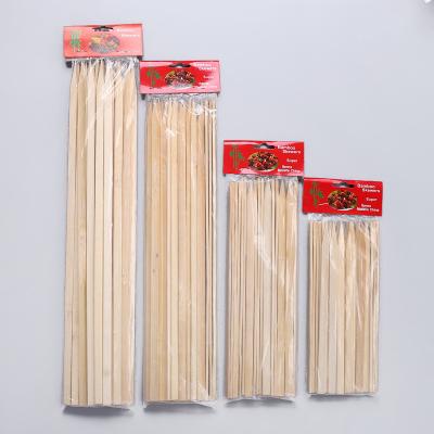 China Heat Resistance Disposable Bamboo Product BBQ Accessories Disposable Kebab Grill Logo Flat Bamboo Skewer Custom For Meat for sale