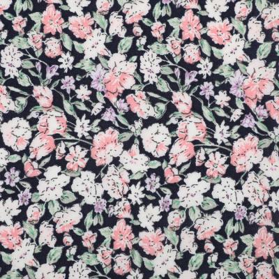 China Anti-Static Professional supplier bloom florals print muslim black rayon woven fabric for sale