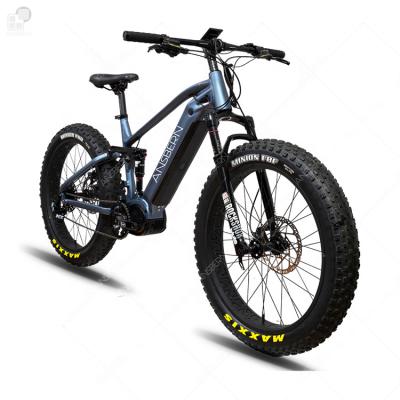 China Electric Mountain Bikes / Electric Road Bikes Ansbern Pro 1000w Bafang Mid Drive Thrust Full Motor Suspension E-Bike Mountain Electric Bike for sale