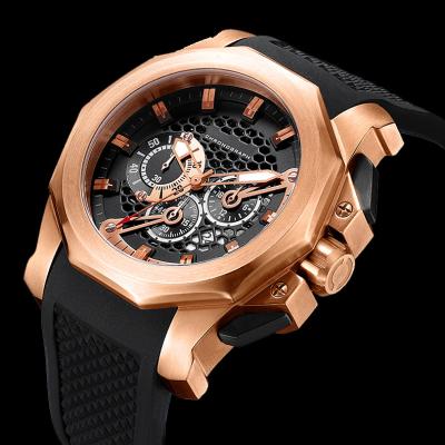 China Rose Gold Man Watch Luxury high quality stainless steel quartz watch Relogio Masculino Japan movt chronograph wholesale for sale