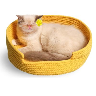 China Travel Pet Cotton Yarn Weaving Basket Dog Bed Nest Rubbish Pet Scratch Board for sale