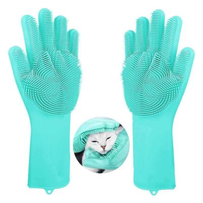 China Multi-Function Waterproof Non-slip Silicone Grip Dogs Cats Grooming Bath Cleaning Brush Rubber Five Fingers for sale