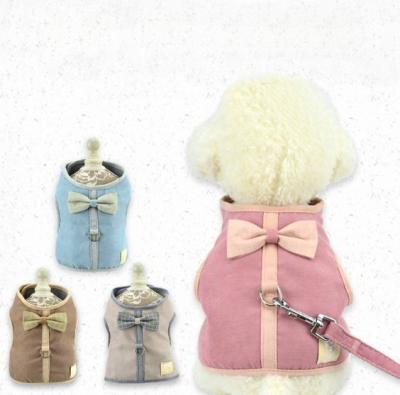 China New Dog Teddy Back Trunk Leash Pet Walking Leash Cute Viable Bowknot Vest For Small Dog Pet Clothes for sale