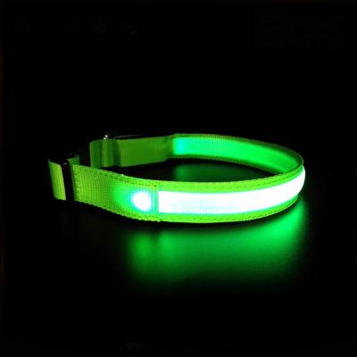 China Padded Pet Supplies Custom Wholesale Nylon Glow Collar Waterproof Rechargeable Luminous Dog Collar Led Light Dog Collar for sale