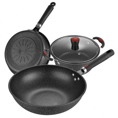 China Bulk Price Non Stick Granite Cheap Non Stick Cast Iron Minimalist Aluminum Cookware Set for sale