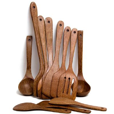 China 2021 Sustainable Hot Selling Amazon Set 5 Natural Wenge Spatula Spoon Wood Cookware Sets Kitchen Utensils Tools for sale