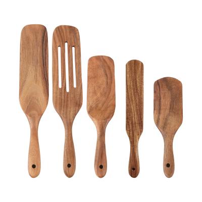 China Factory Kitchen 5pcs/set Sustainable Handmade Acacia Wooden Kitchen Utensils Wooden Accessories Cooking Tool Kits for sale