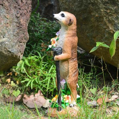 China Europe Straw Hat Mongoose OrnamentSolar Light Garden Crane Statue White Resin Garden Decor Craft for sale