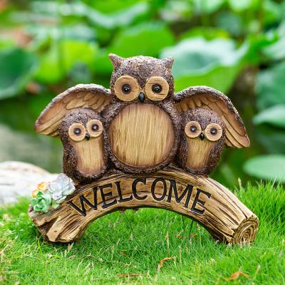 China Europe Three Owls HomeResin Crafts Custom Garden Solar Light Decoration Concrete Molds Statue for sale