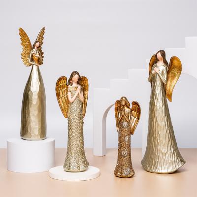 China Europe Resin Open Golden Greek Angel Wings Angels Sculpture for sale