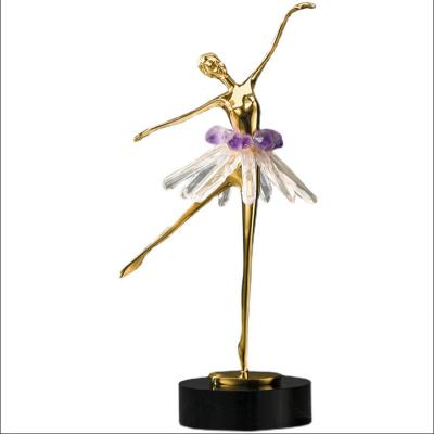 China Africa Ballet Girls Crystal Ornaments Light Luxury Soft Home Accessories Decorative Metal Arts and Crafts for sale