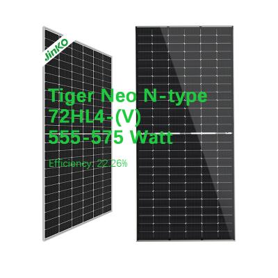 China Jinko Solar Panel Tiger Neo Solar Panels 555W 560W 565W 570W 575W PV Module N-Type Solor Panel 182mmx182mm for sale