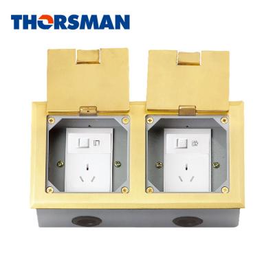 China HTD-2242K Commercial Double Door Floor Socket, 8 Module Capacity, TUV, CE Approval Floor Box for sale