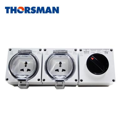 China THORSMAN IP66 Commercial Waterproof Combination Power Switch 3gang Socket Waterproof Switch for sale