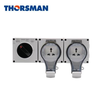 China THORSMAN 1Gang 16ASwitch+2Gang Commercial Multi Socket 13A 250V Waterproof Socket And Switch for sale