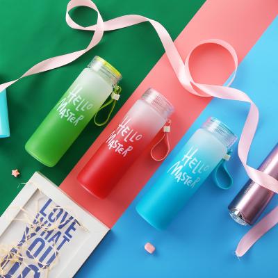 China Wholesale Minimalist Couples Cylindrical Portable Colorful Double-Layer Gradient Cup Gift Cup Water Glass Water Bottle for sale