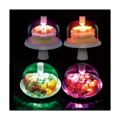 China Wholesale Disco Light Adjustable Size White Cake Serving Dish Acrylic Plastic Tray With Disco Light Cover Dome for sale