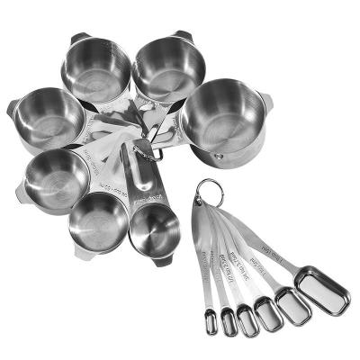 China Sustainable Hot Sale Kitchen Cooking Uses Metal Baking Measuring Cups Polished Stainless Steel Measuring Cups And Cups Set for sale