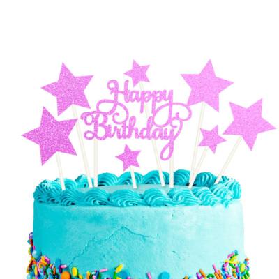 China Wholesale Happy Birthday Cake Paper Insert Set Star Love Cake Insert Birthday Cake Decoration for sale