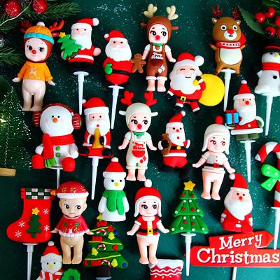 China Glue Soft Glue Santa Snowman Elk Christmas Tree Cake Decorating Insert for sale