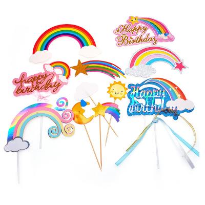 China New Rainbow Paper Cake Snap Card Decorating Birthday Party Decoration Supplies Cloud Love Card for sale