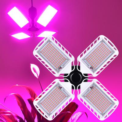 China Seed Starting Hydroponic Greenhouse Fan 300-730nm Customized Foldable Spectrum E26 E27 Fan Blade Ratio 4 Full Led Grow Light Bulb for sale