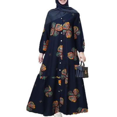 China Anti-pilling High Quality burkha Fashionable Plant Floral hijab Dress Islamic Muslim Women's Robe Clothing Abaya for sale