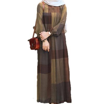 China Anti-pilling Simple Design Long Sleeve Pleats Musulman Modern Ethnic Robe Abaya Muslim Women Dress Islamic Clothing for sale