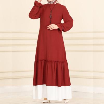 China Anti-pilling Latest Crew Neck Ruffles Islamic Clothing Maxi Dress Ladies Muslim Abaya Women Muslim Dress for sale