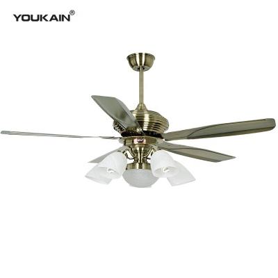 China Retro Metal Electric Ceiling Fan with Air Cooling Light Retro Fan 52 Inch Reversible Blade Metal Electric Antique Ceiling Fan with LED Light Remote Control for sale