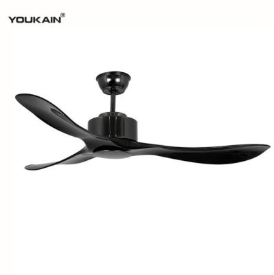 中国 Modern simple energy saving black ceiling fan ABS use lowes silent home ceiling fans 3 blades with remote control 販売のため