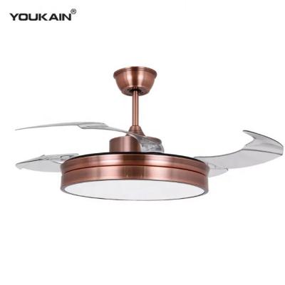 China Lower Noise And Quiet 3 Inch Professional Silent Transparent Invisible Fan 42 Blades Retractable Ceiling Fan With Led for sale