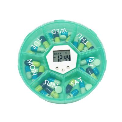 China Smart Pill Case 7 Cell Medicine Box Daily Electronic Synchronized Pills Reminder Alarm Pill Medication Organizer with Luminous Light for sale