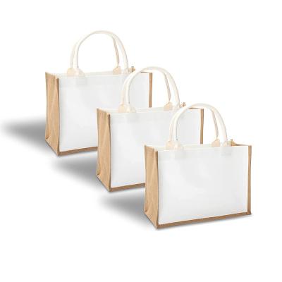 China Custom Natural Environmental Canvas Bag Large Capacity Logo Large Capacity Bento Student Tote Bag Jute Handled Diy Shopping Bag White Shopping Bag for sale