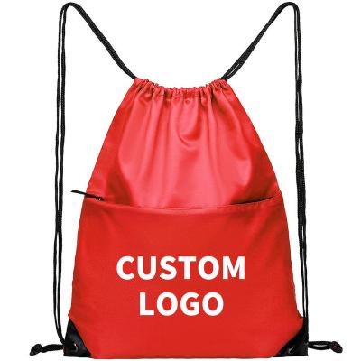 China Wholesale Waterproof Colorful Nylon Sports Drawstring Backpack Fitness Portable Bags Waterproof Polyester Red Drawstring Bags for sale