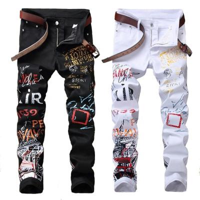 China Casual Stretch QUICK DRY Jeans Pants Printed Straight Pants Jeans Fashion Men Jeans Pants for sale