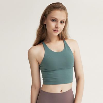 China Breathable SUMMER WOMEN FEELING NUDE ACTIVEWEAR SPORTS BRA BACKLESS STRAP WORKOUT YOGA CROSS TOP for sale