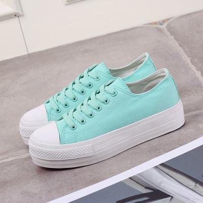 China Fashion Solid Color Young Lady Comfortable\Durable Canvas Shoes Height Increaser Shoes In Low MOQ Low Price for sale