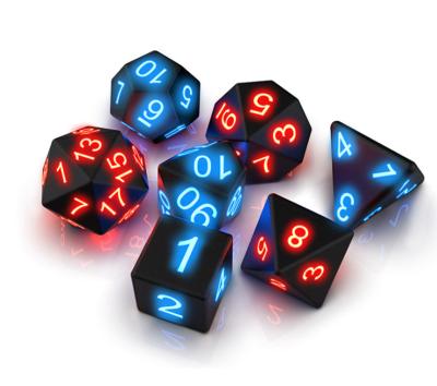 China 7 Pcs As Set Custom 7 Pcs DND Polyhedral Gaming Magic Table Glowing Led Electric Flashing Electronic Trick Pixel Dice for sale