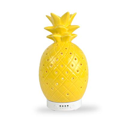 China Auto-Waterless Home Ultrasonic Humidifier Diffuser Pineapple Aroma Oil Diffuser Ceramic Housing Indoor Diffuser for sale