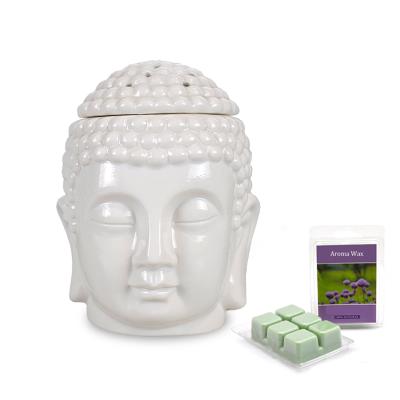 China Home.office.hotel.yoga. Indoor Scented Buddha Head Wax Oil Burner Melting Gym Aromatherapy Wax Cubes Electric Melter for sale